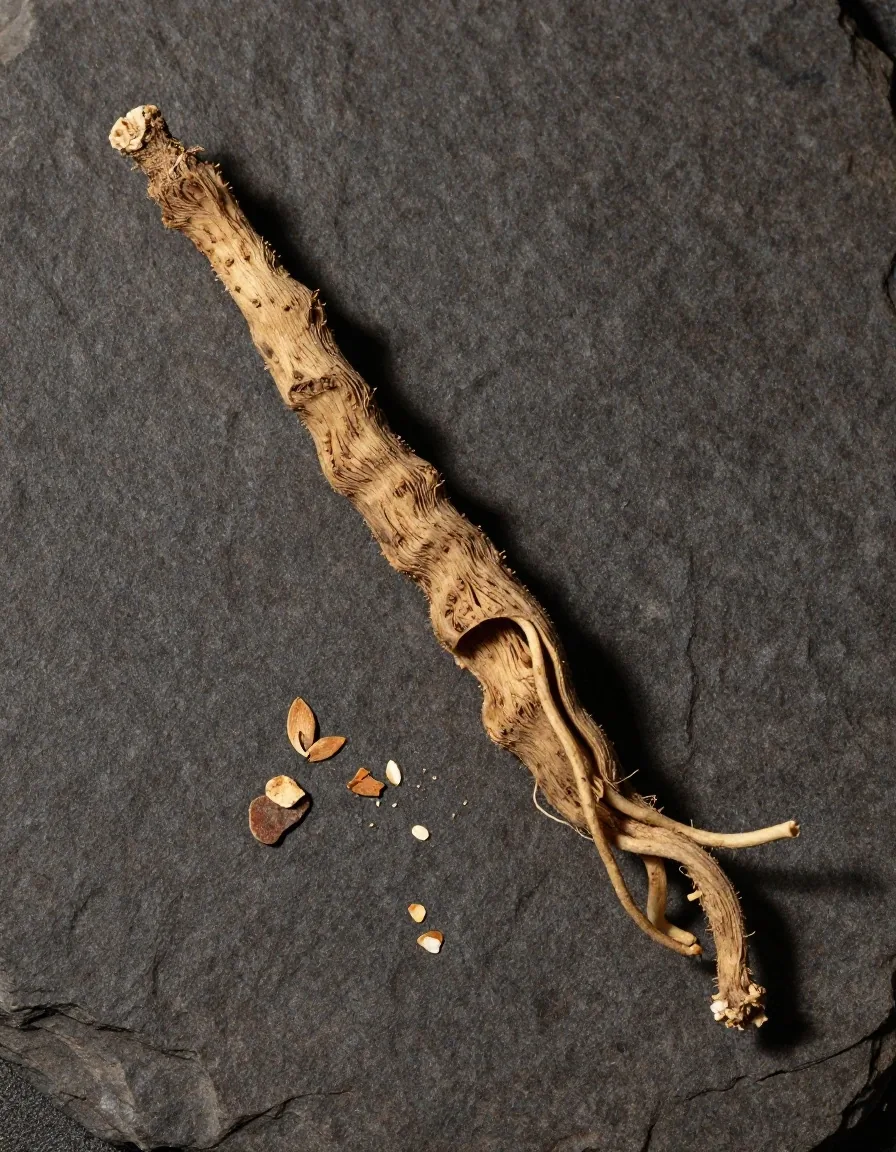 Dried bark and seed husks as botanical specimens